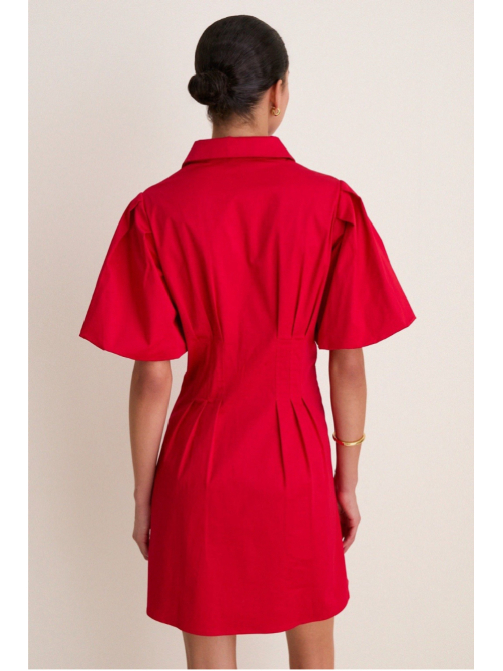 Tuckernuck Red Mini Delaney Dress Women’s 2XS Puff Sleeve A-line Pockets Collar - Picture 5 of 11